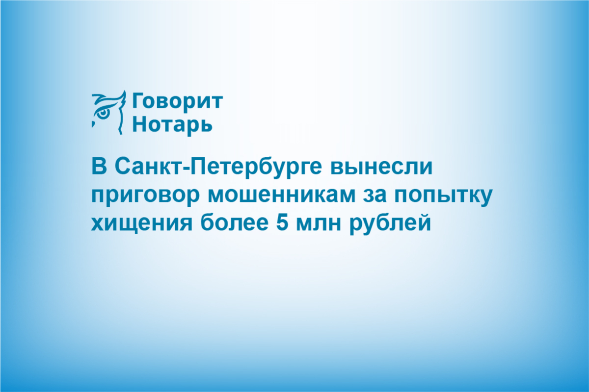 В Санкт-Петербурге вынесли приговор мошенникам за попытку хищения более 5 млн рублей